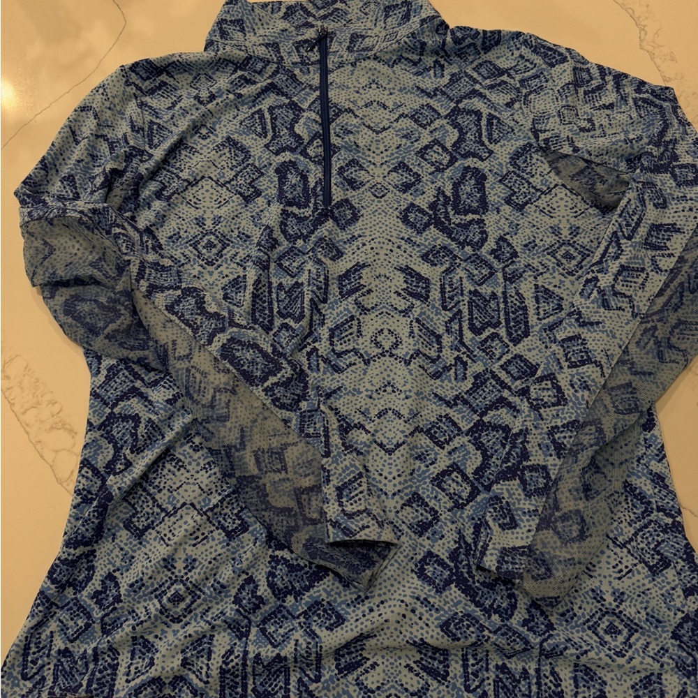 IBKUL Women's Long Sleeve Tee - Blue Pattern
